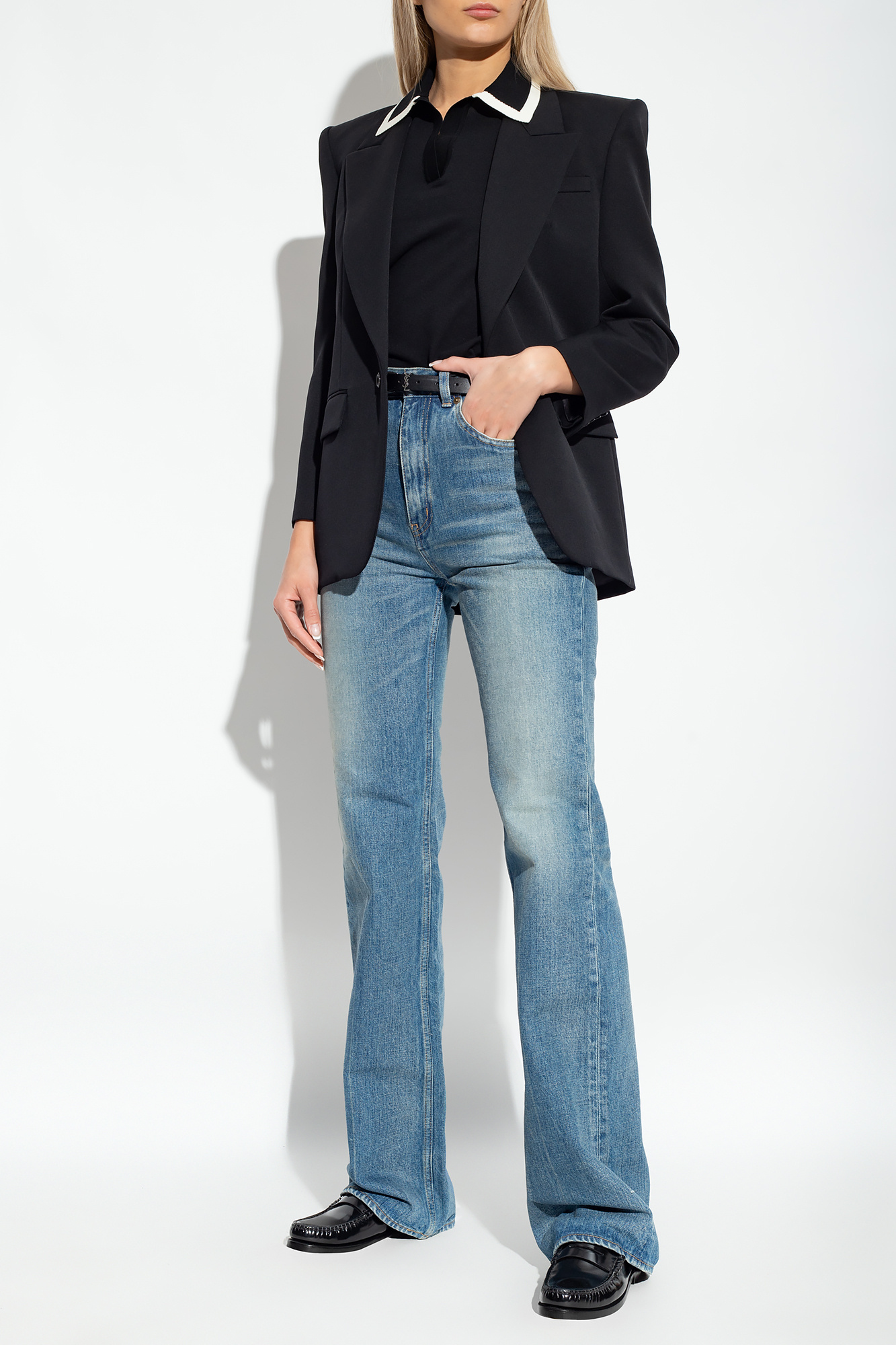 Saint Laurent Single-breasted Peaked Blazer In Black