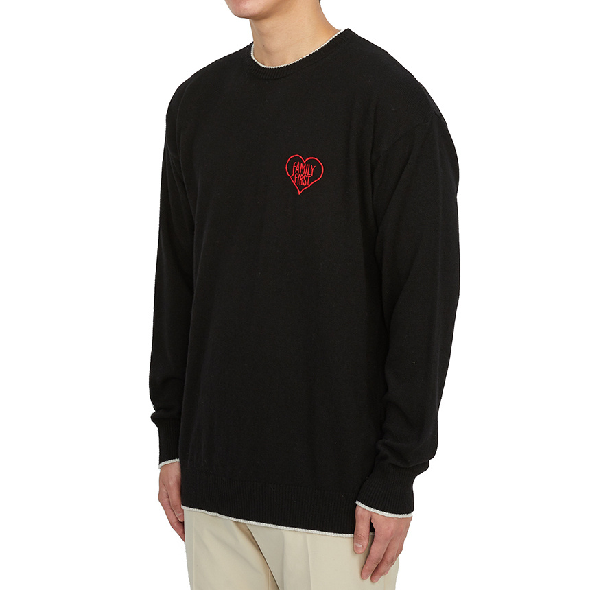 Family First Sweatshirt With Heart Embroidery In Black