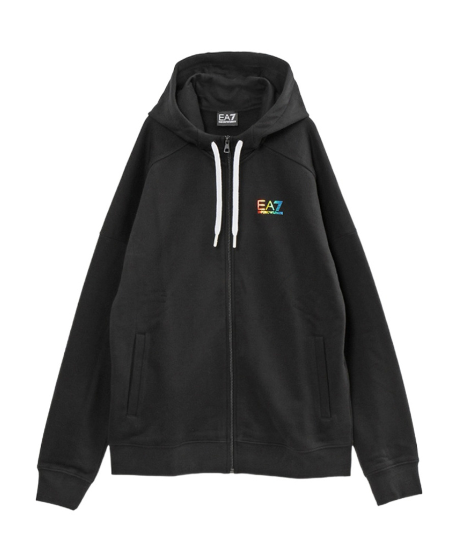 Ea7 Logo-print Drawstring Hoodie In Black