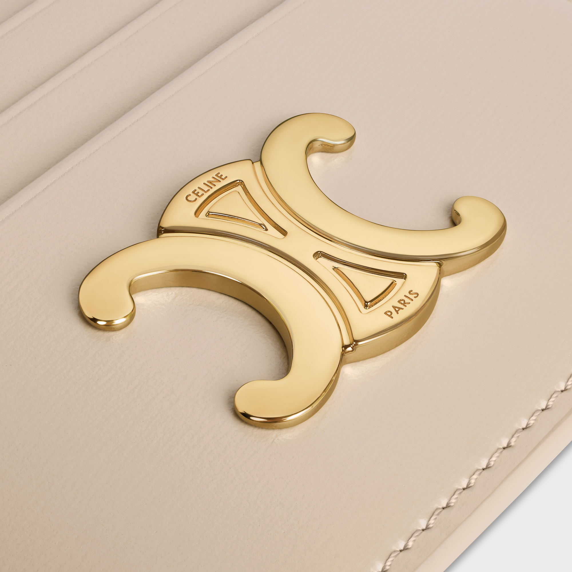 Celine Triomphe Logo Card Holder In Nude
