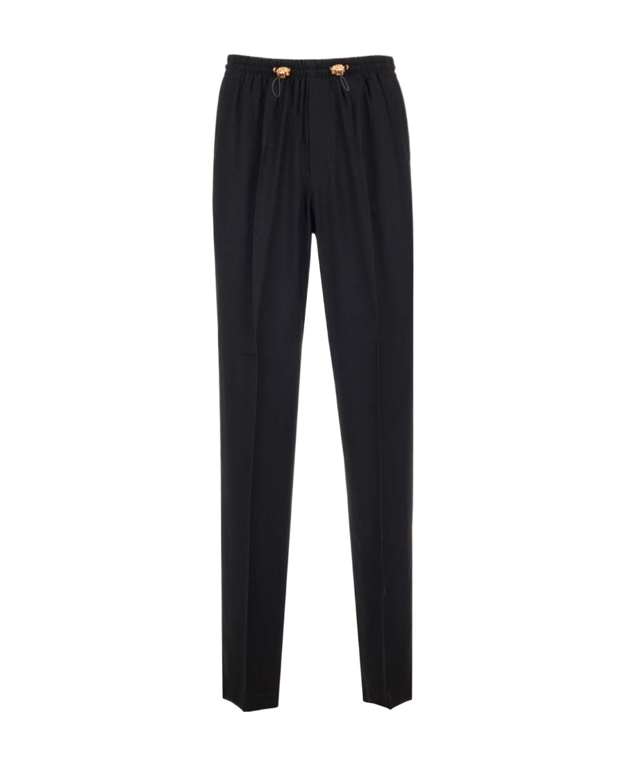 Versace Drawstring-fastening Cotton Track Pants In Black