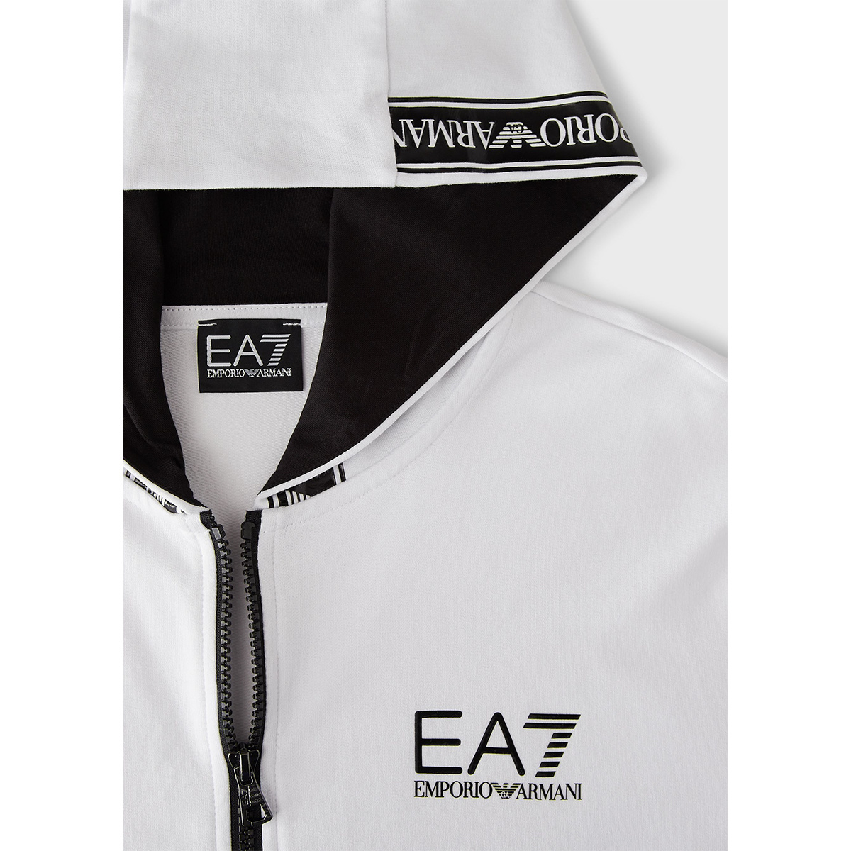 Ea7 Zippered Casual Jacket In White