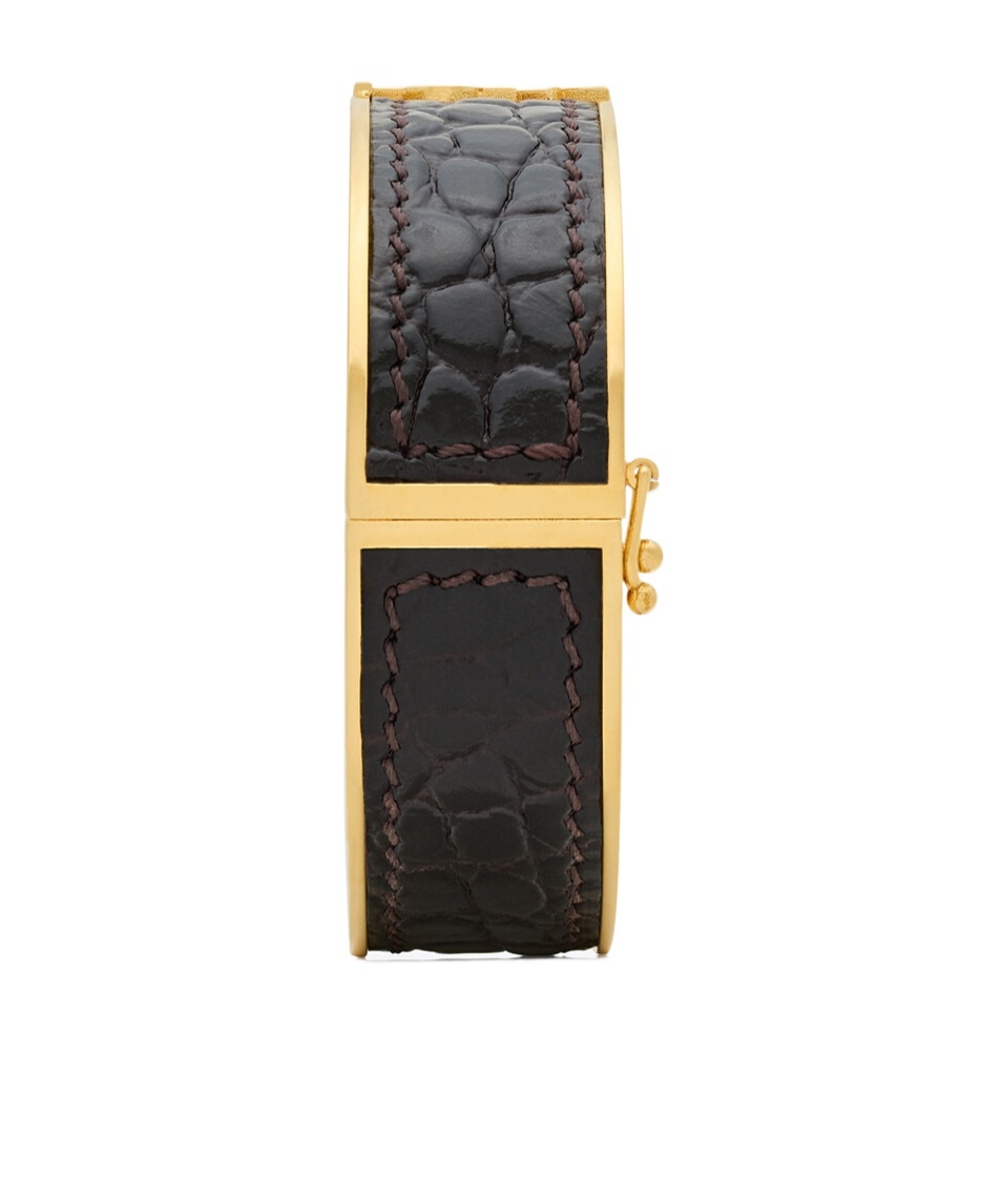Saint Laurent Cassandre Leather Bracelet In Brown