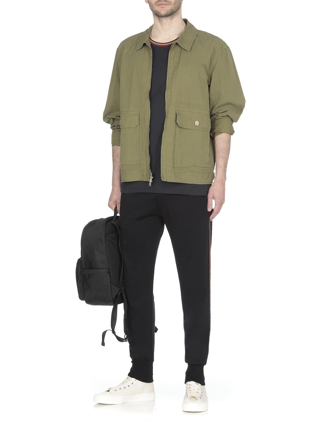 Shop Paul Smith Stripe-trim Organic Cotton T-shirt In Black