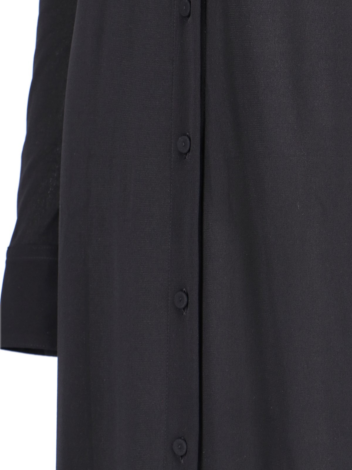 Jil Sander Sheer Fabric Knee Length Dress With Cuffed Sleeves In Black