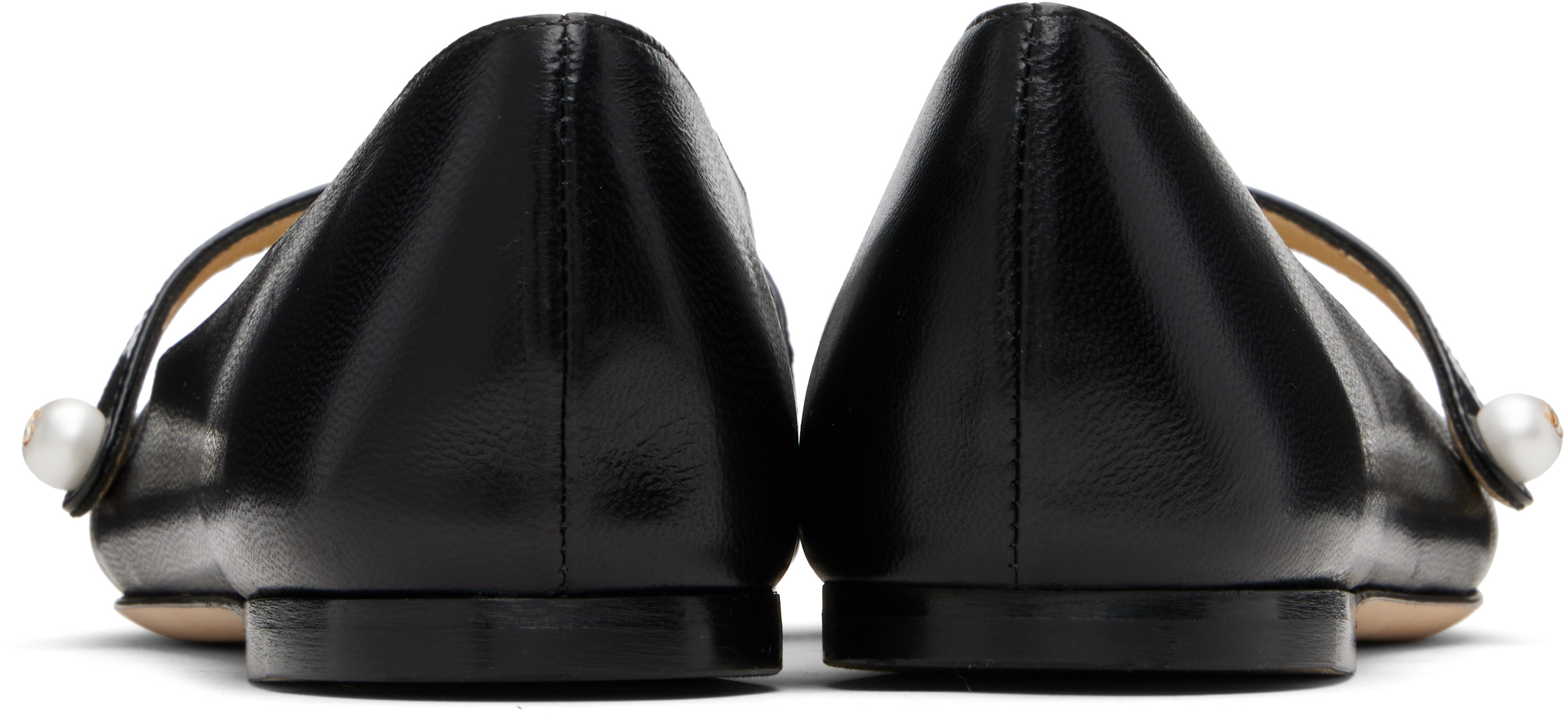 Jimmy Choo Elisa Black Nappa And Patent Leather Flats In Black
