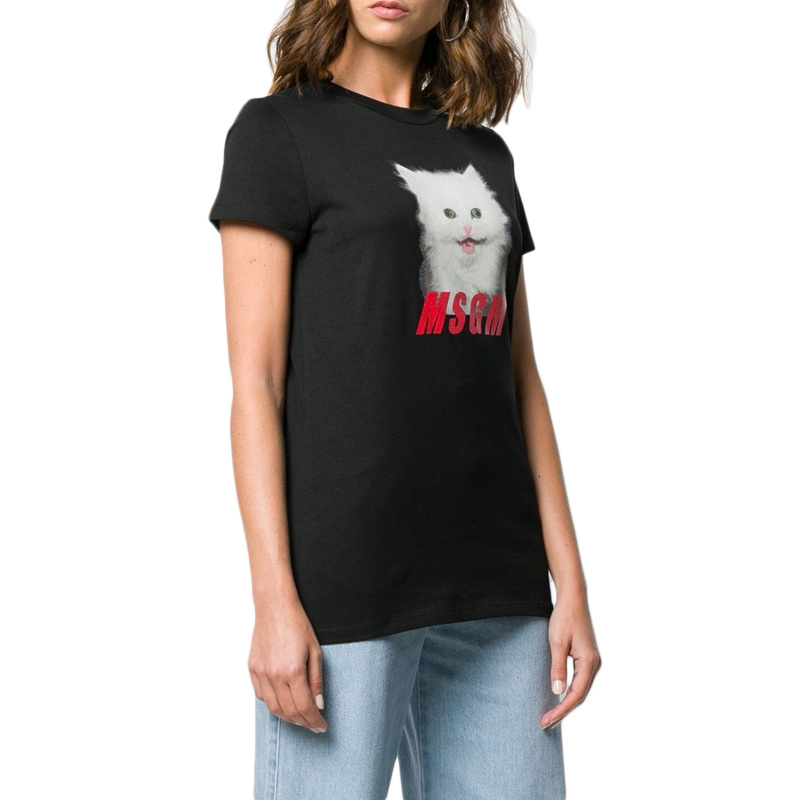 Msgm Black Printed T-shirt In Black