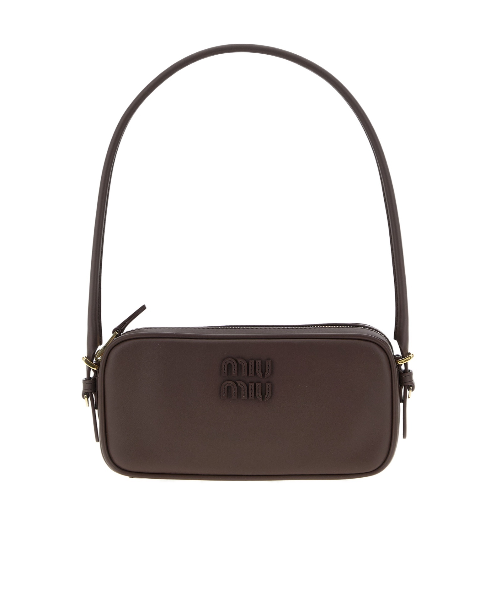 Miu Miu Zipper Shoulder Bag In Brown