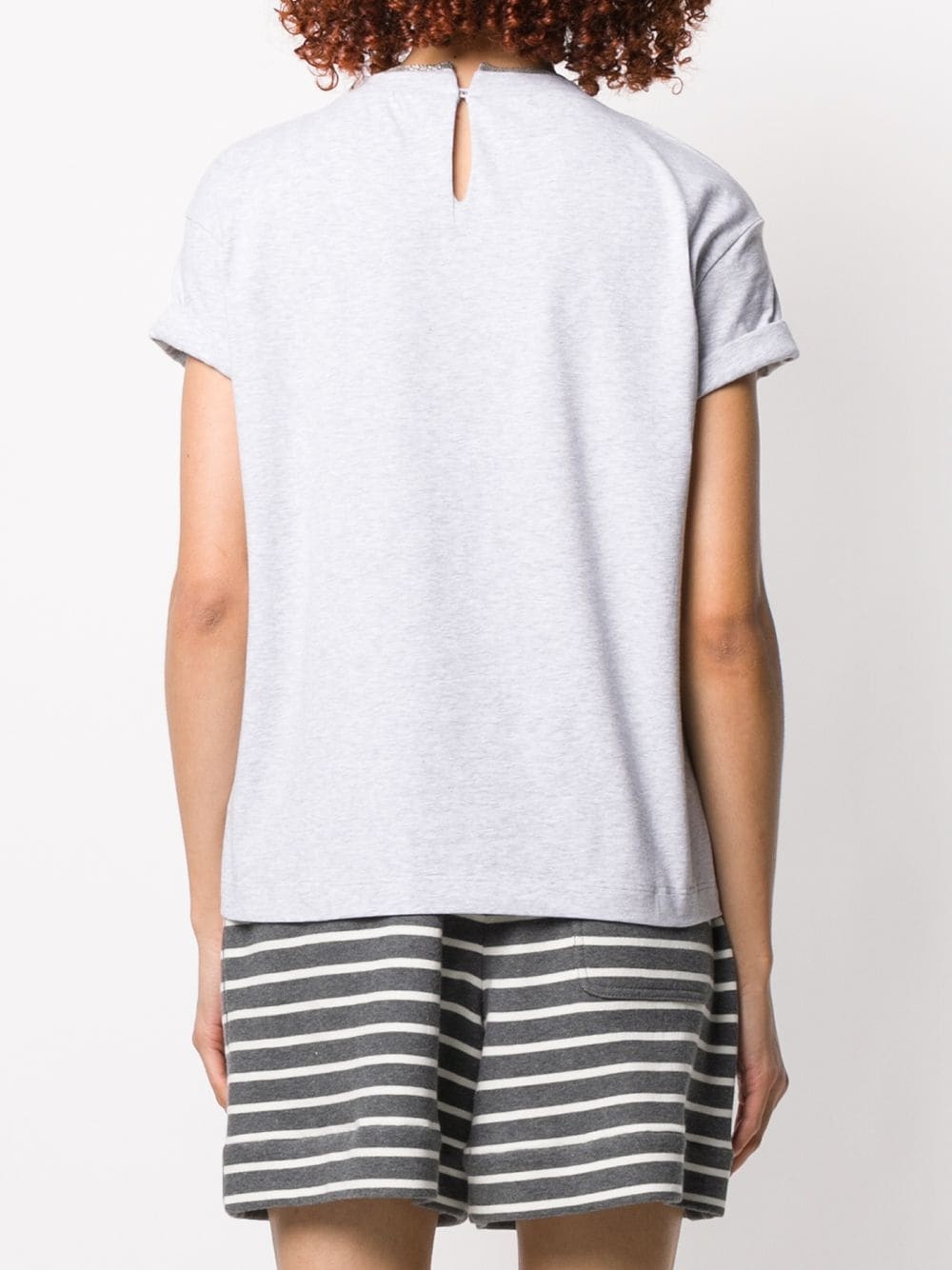 Brunello Cucinelli Monili Collar Round Neck Tee Shirt Clothing In White