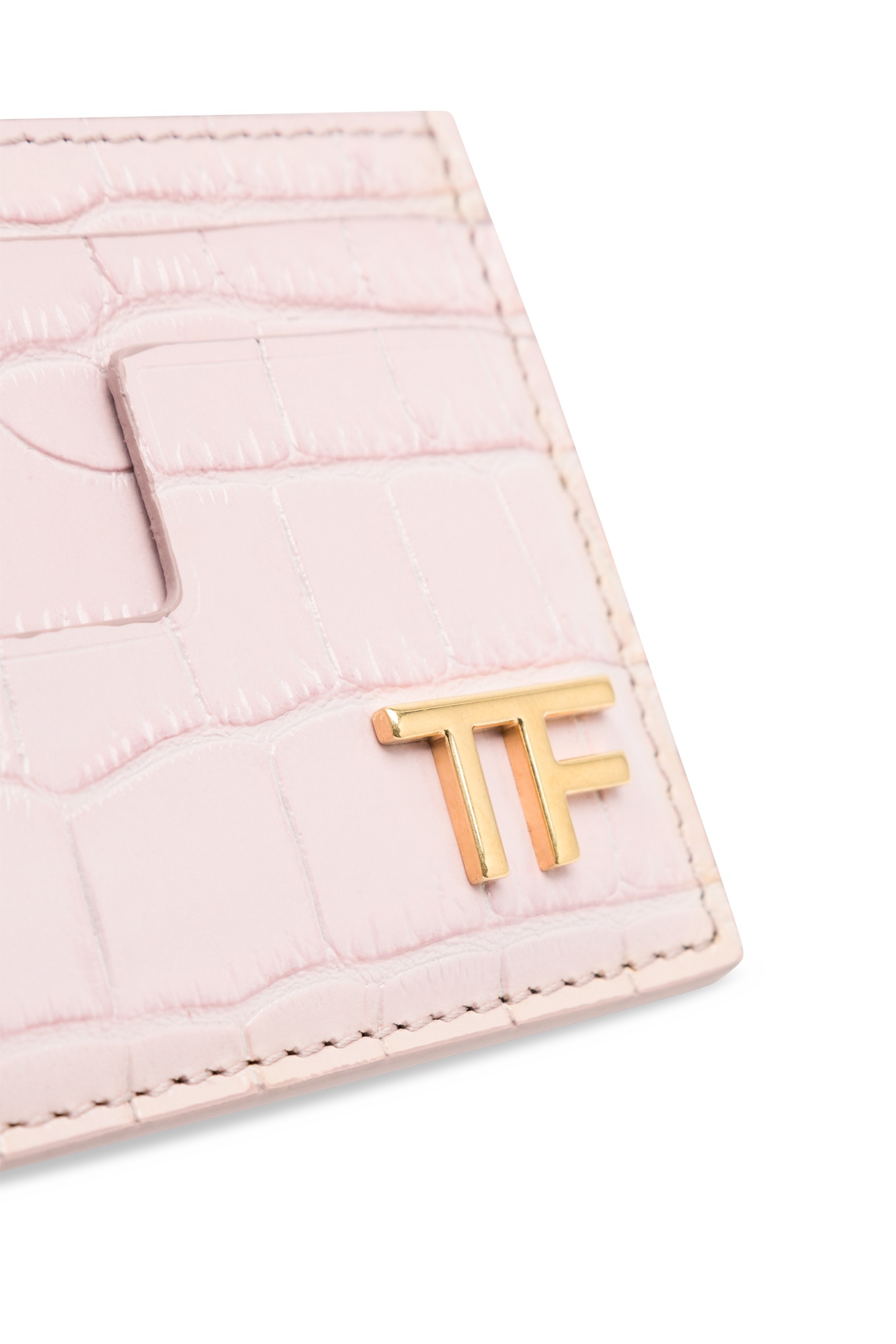 Shop Tom Ford Logo-lettering Leather Cardholder In Pink