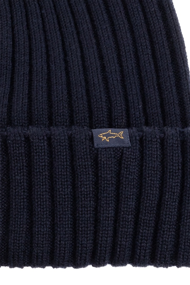 Paul & Shark Ribbed Knit Hat In Black