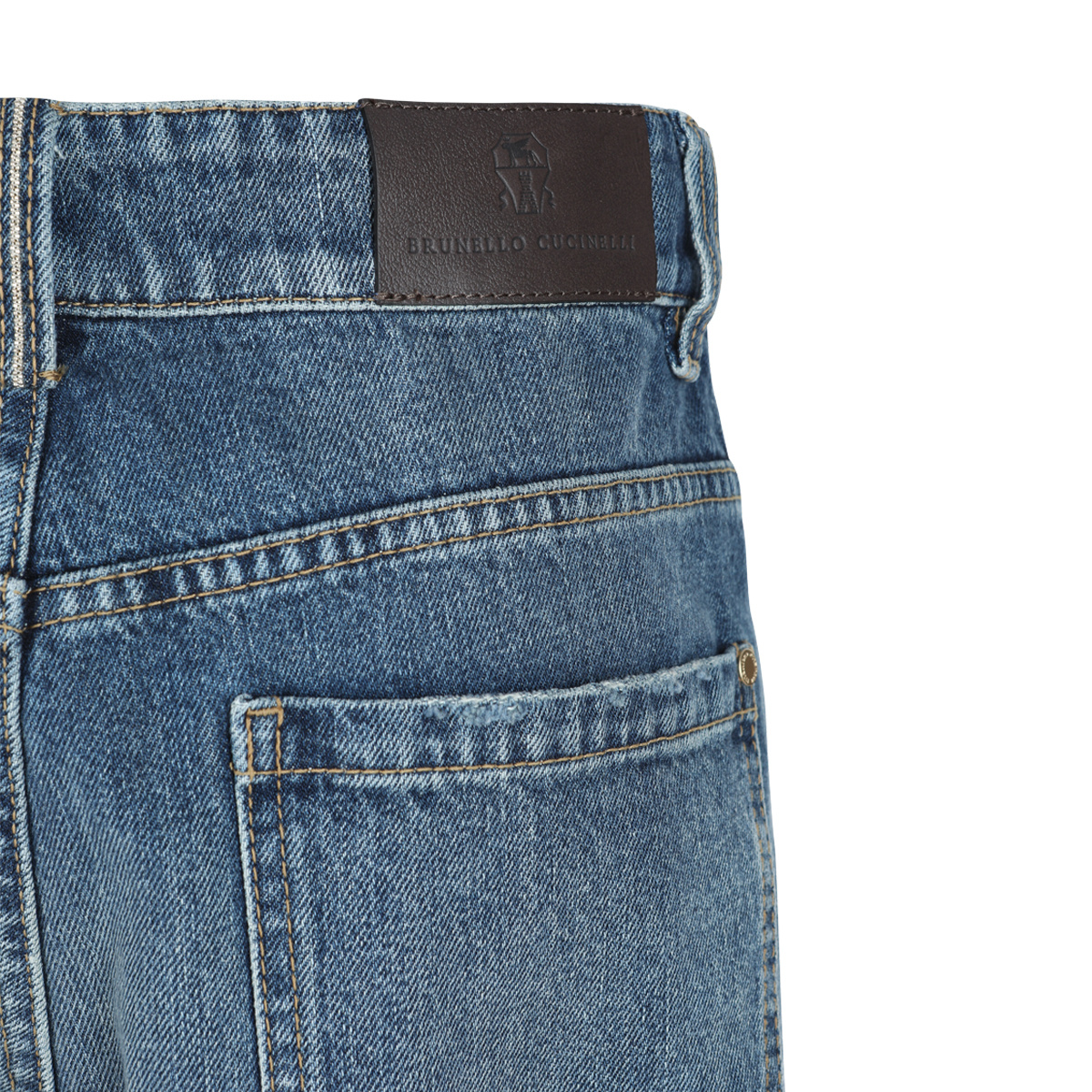 Brunello Cucinelli Belt Loop Denim Trousers In Blue