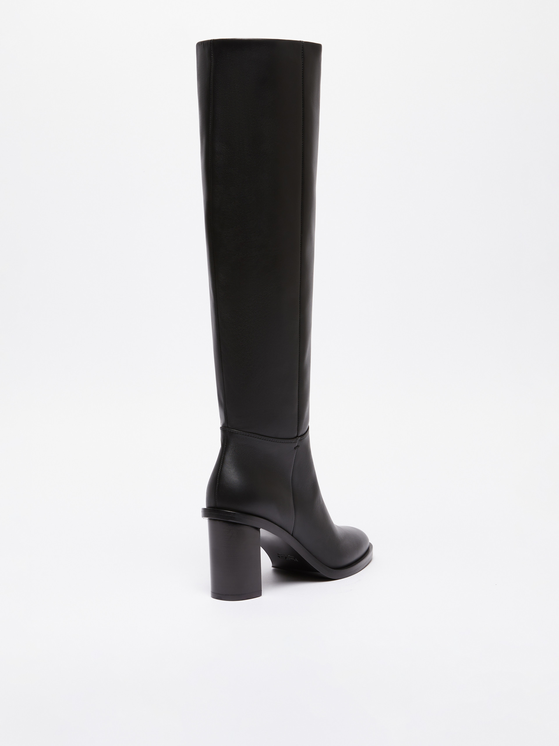 Max Mara Boost 80 Leather Knee-high Boots In Black