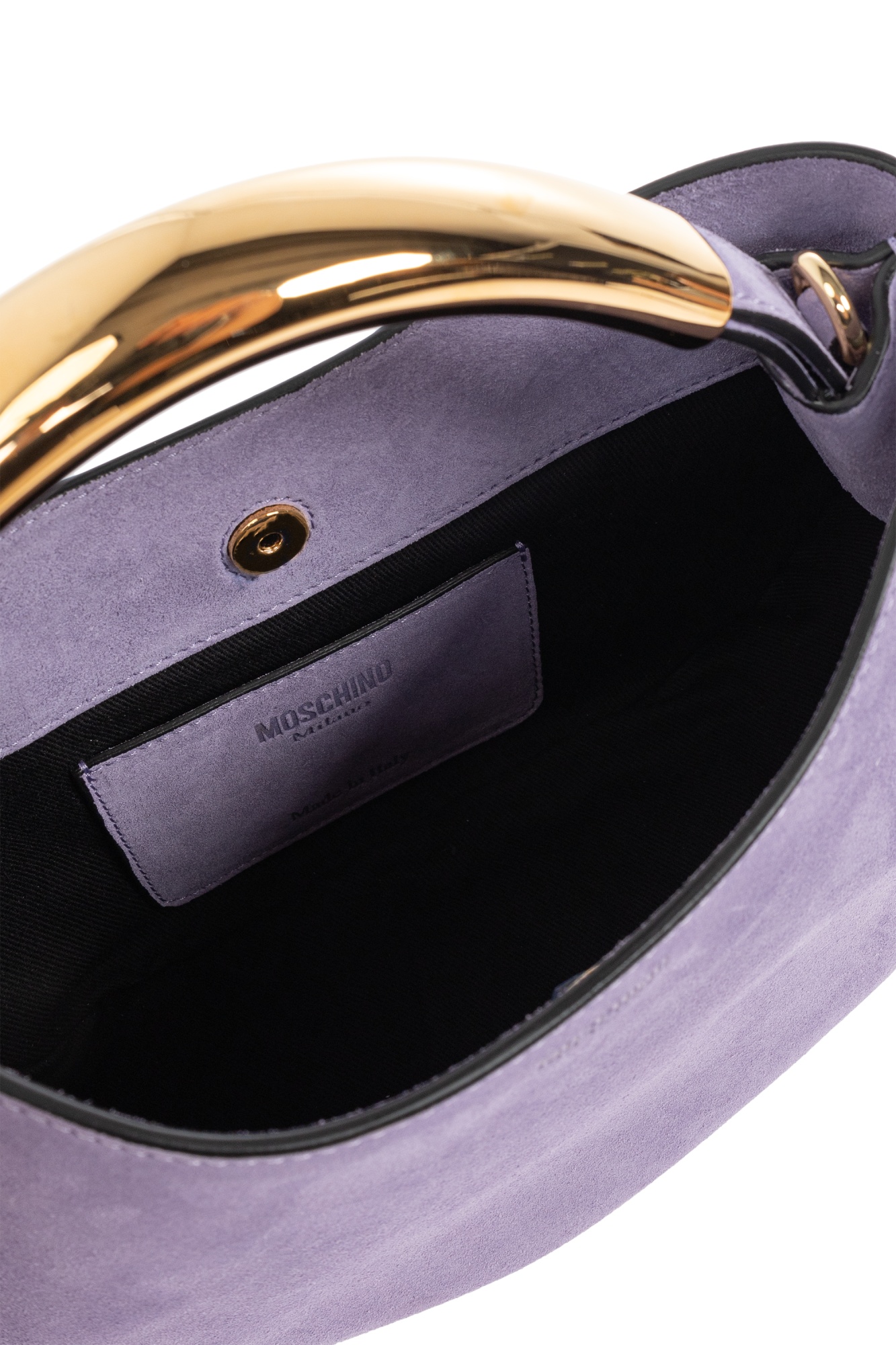 Moschino Handle-me Curved Suede Tote Bag In Purple