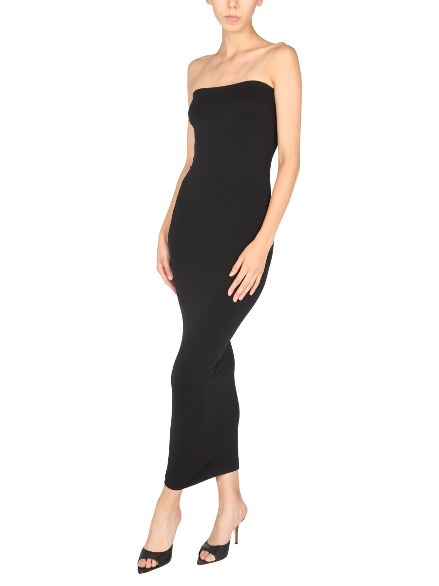 Wolford Sculpting Fatal Strapless Bodycon Midi Dress In Black