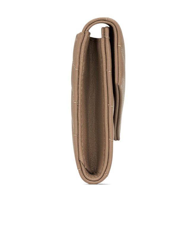 Saint Laurent Cassandre Matelassé Small Envelope Wallet In Lambskin In Brown
