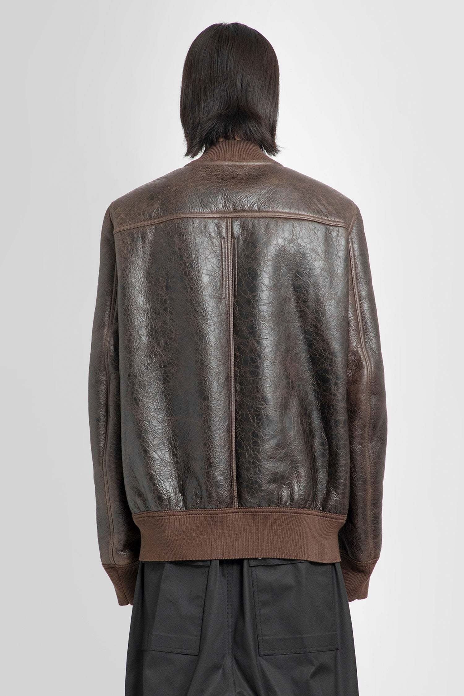 Rick Owens Shearling-lining Leather Bomber Jacket In Black