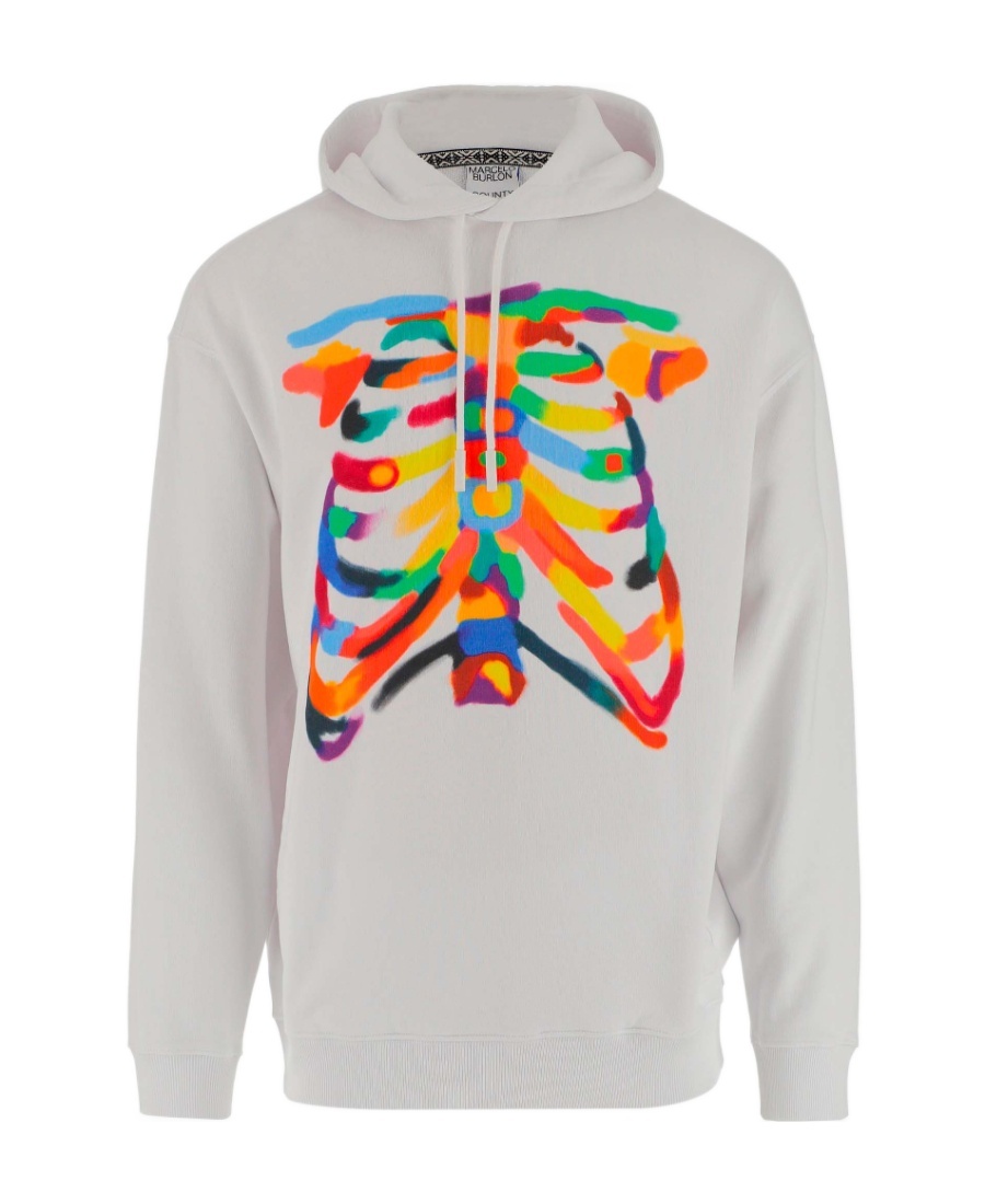 Marcelo Burlon County Of Milan Graphic-print Cotton Hoodie In White