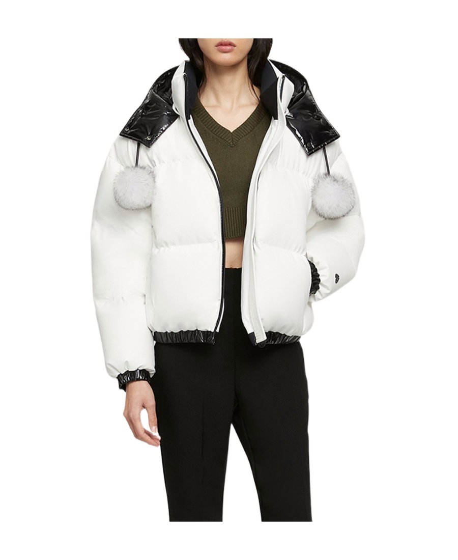 Moose Knuckles Macpeth Crop Puffer Jacket Milky Way In White