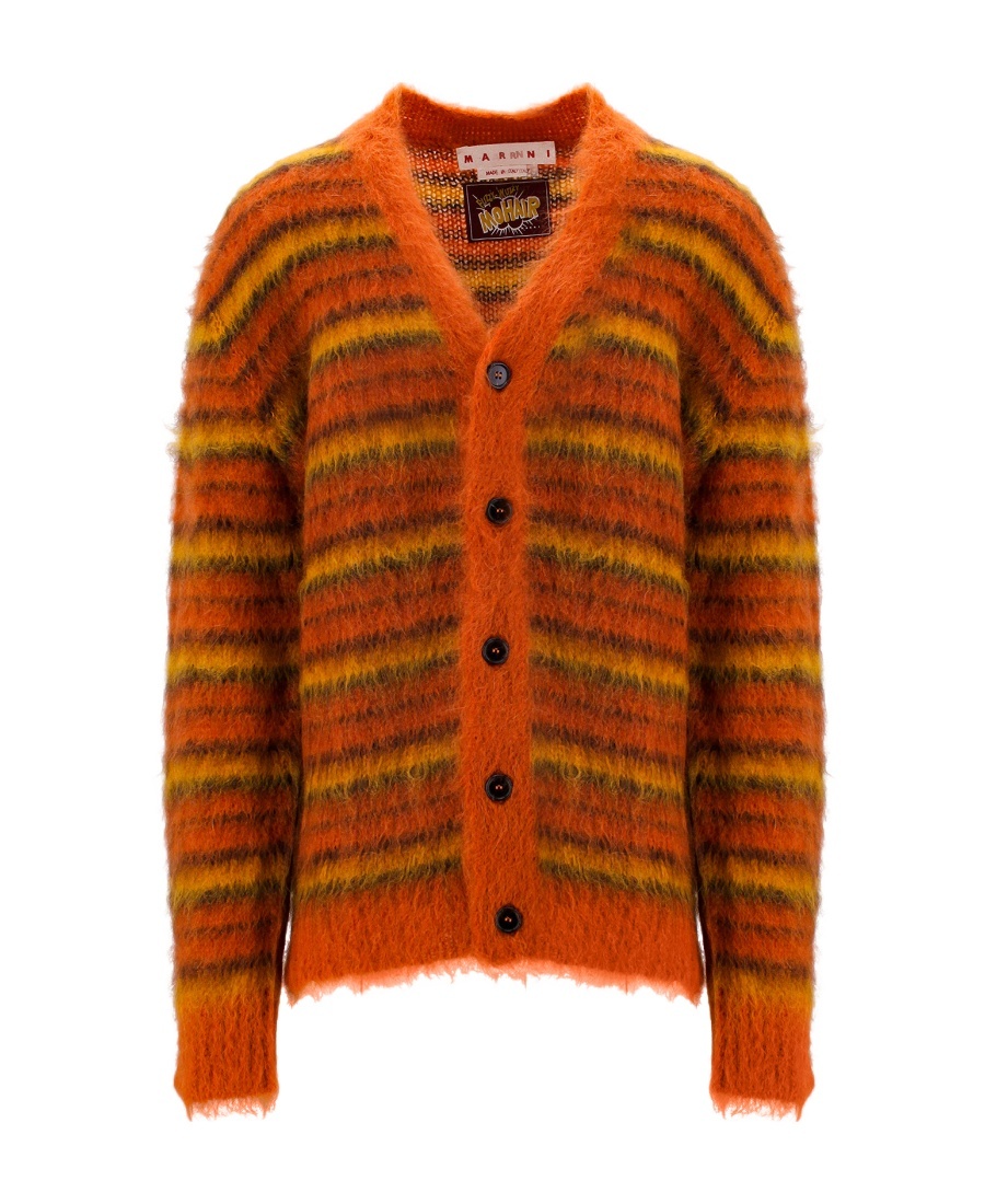 MARNI STRIPED V-NECK CARDIGAN