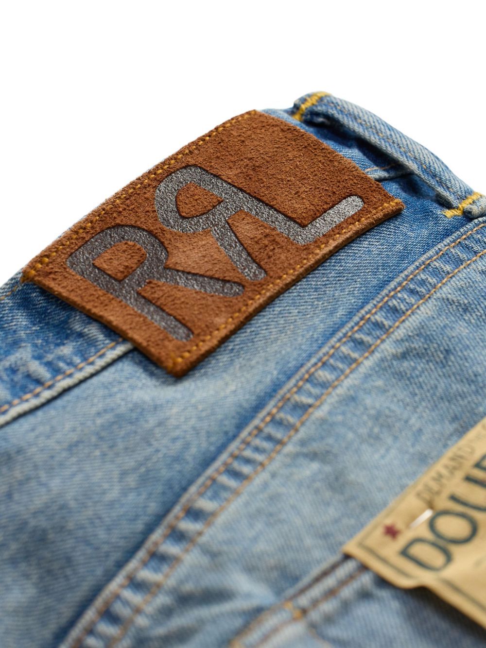 Rrl Distressed Patchwork Jeans In Blue