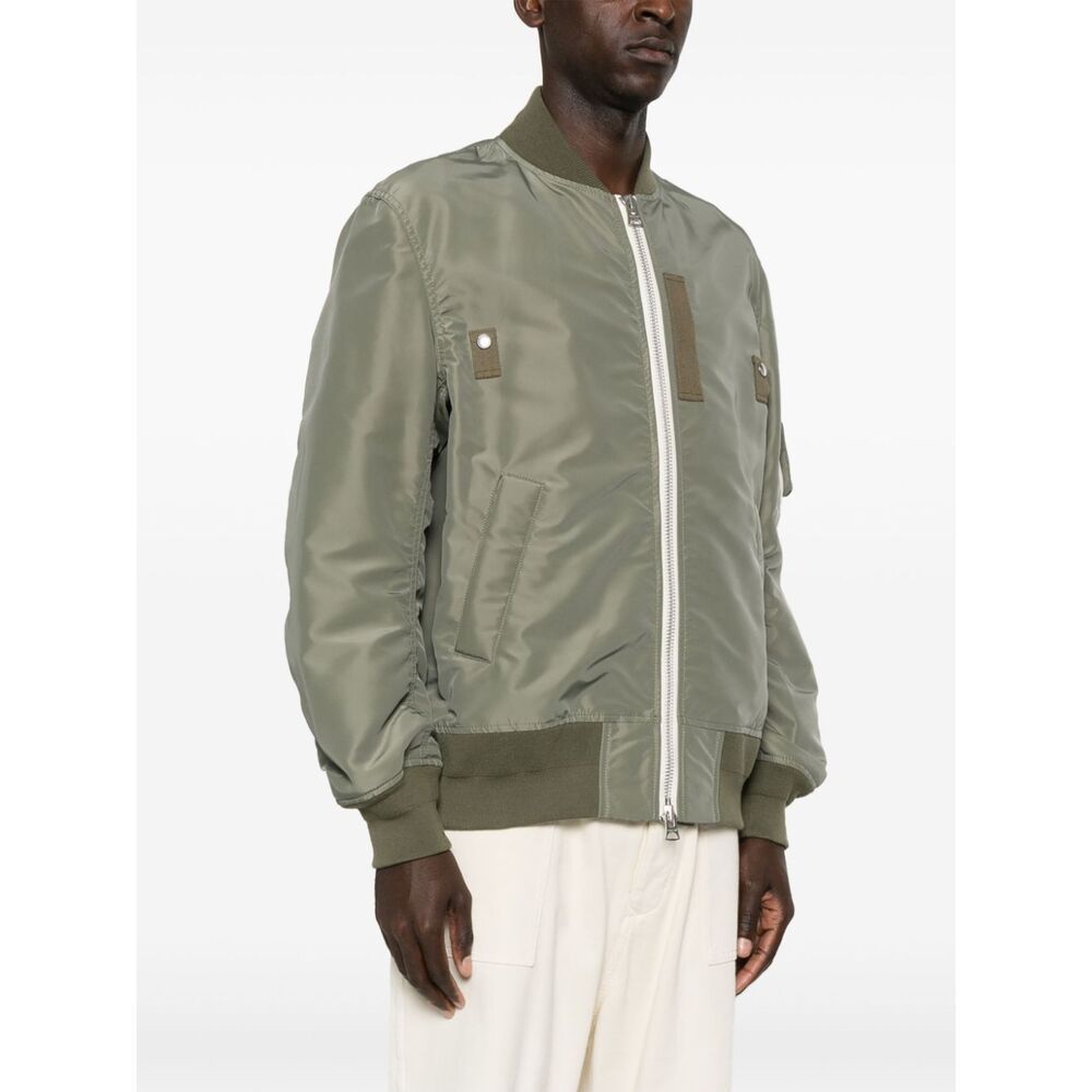 Shop Sacai Zip-up Bomber Jacket In Nude
