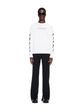 Off-white Diag-stripe Embroidered Sweatshirt In White