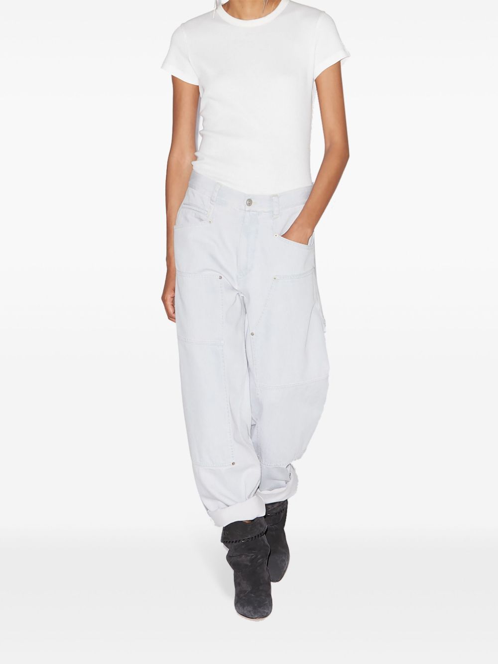 Isabel Marant Étoile Ophra Loose Fit Fine Denim Jeans In White