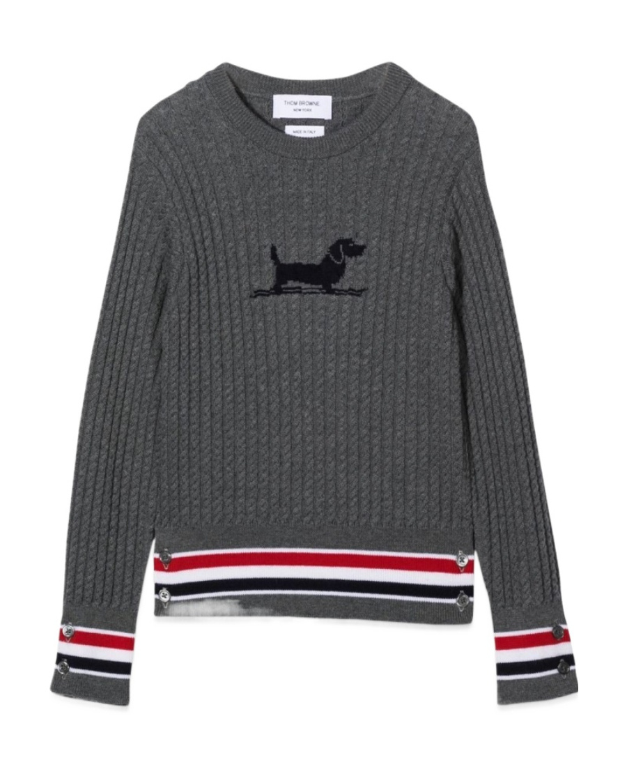 Thom Browne Round-neck Long-sleeved Twisted Sweater In Black