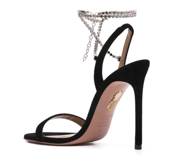 Aquazzura Careless Whisper Ankle Strap Embellished Sandals In Black