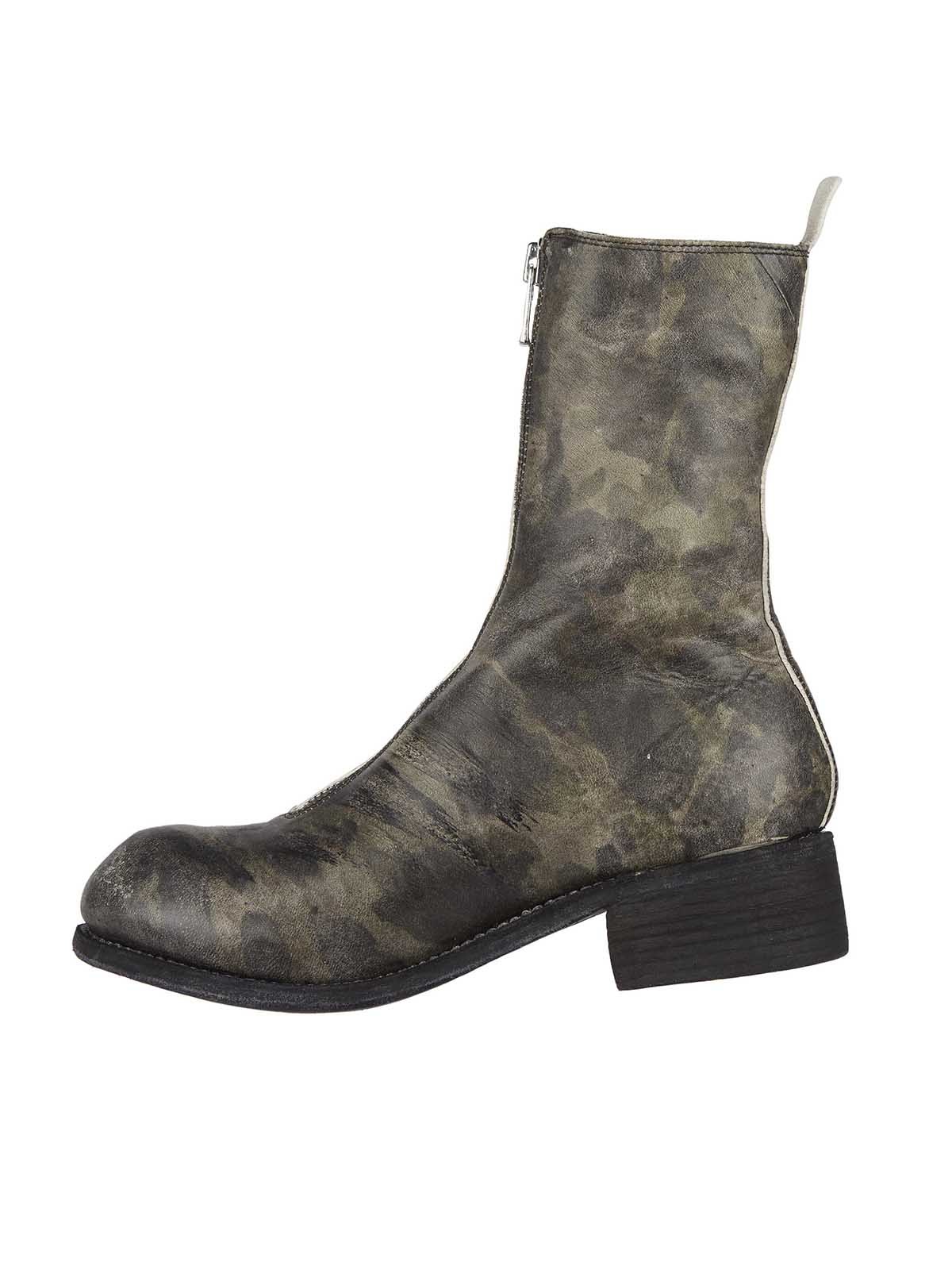 Guidi Pattern Front Zipper Boots In Black