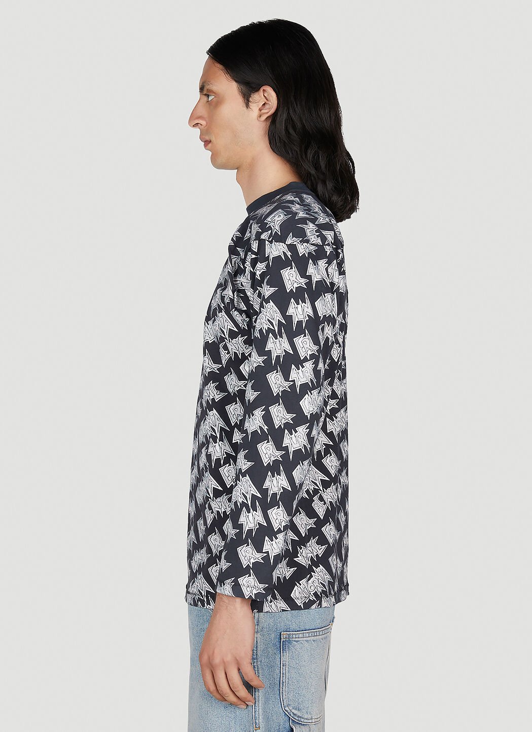 Erl Logo-print Long-sleeved T-shirt In Gray