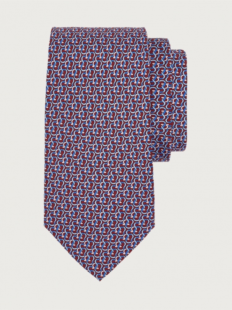 Ferragamo Monogram-pattern Silk Tie In Purple