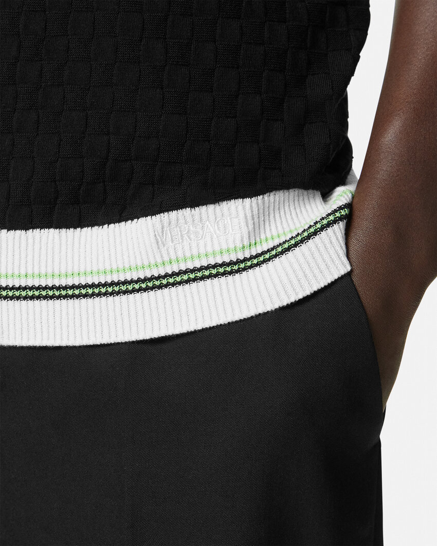 Versace Poloshirt Mit Reissverschluss In Black