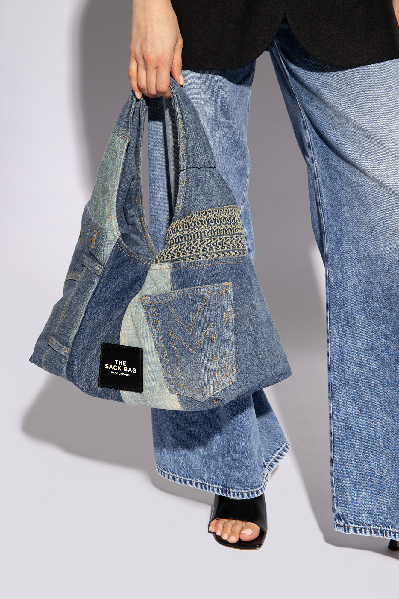 Marc Jacobs The Deconstructed Denim Sack Bag In Blue