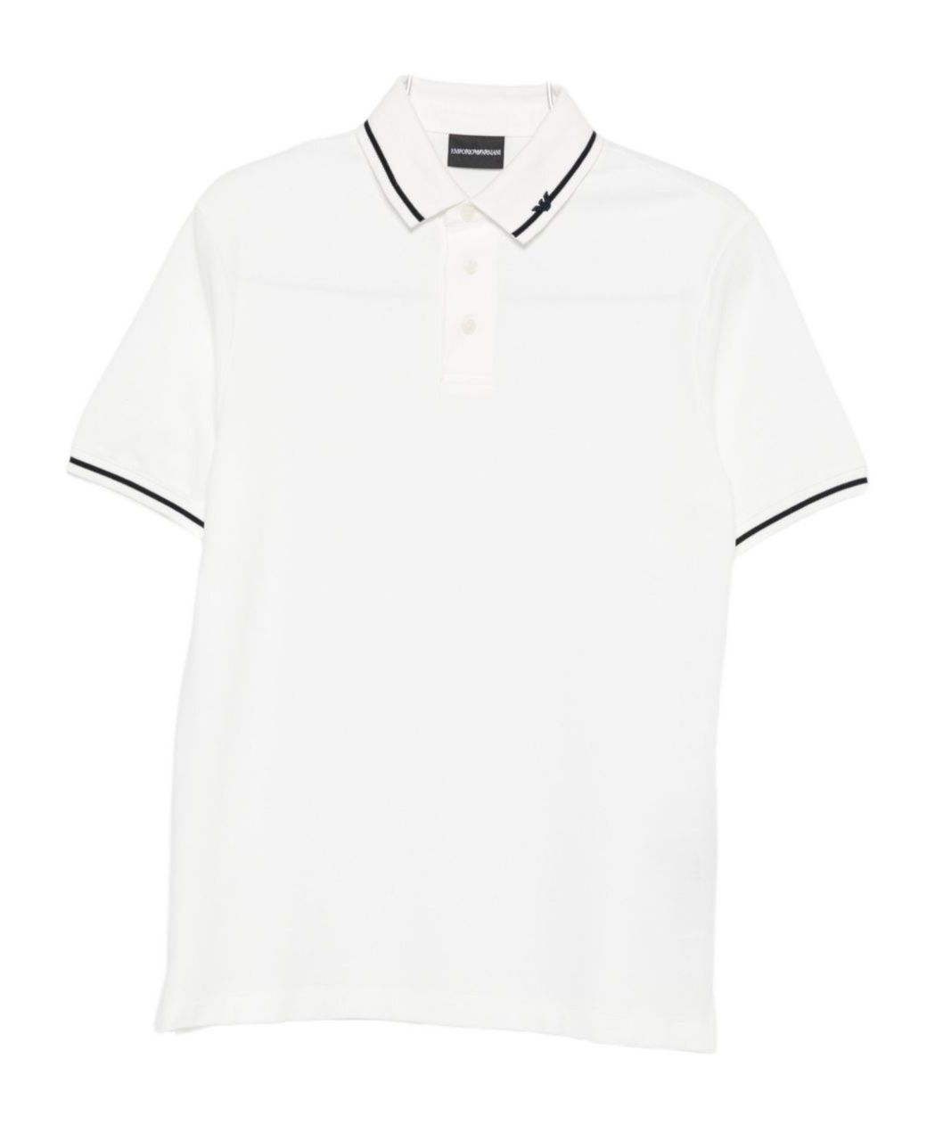 Emporio Armani Trimmed Cotton Polo Shirt In White