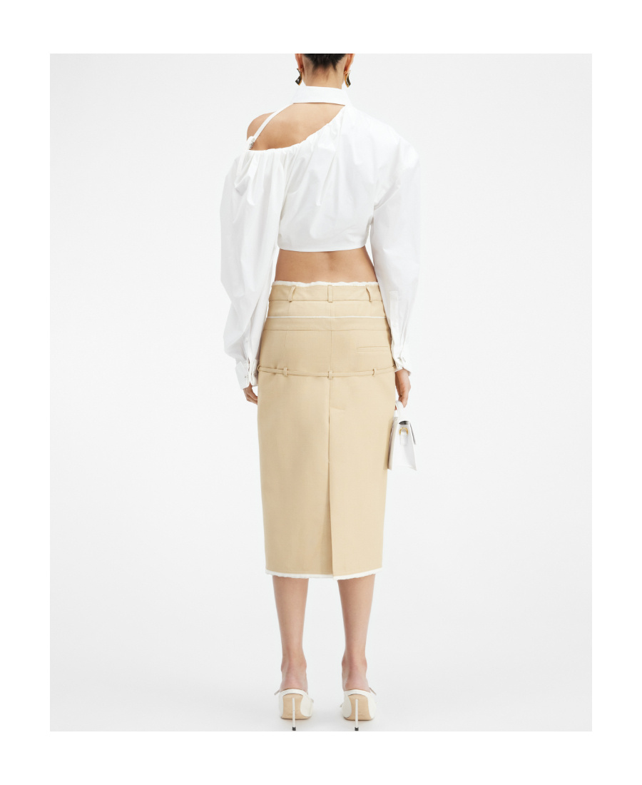 Jacquemus La Galliga Asymmetric Cropped Shirt In White