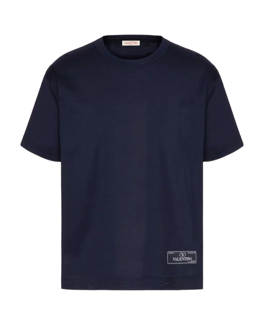 Valentino Logo-patch Cotton T-shirt In Blue