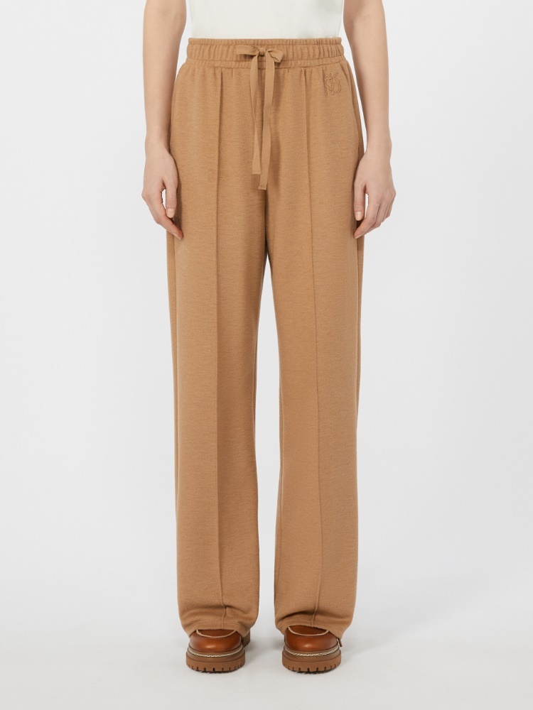 Weekend Max Mara Wool Jersey Track Pants In Brown