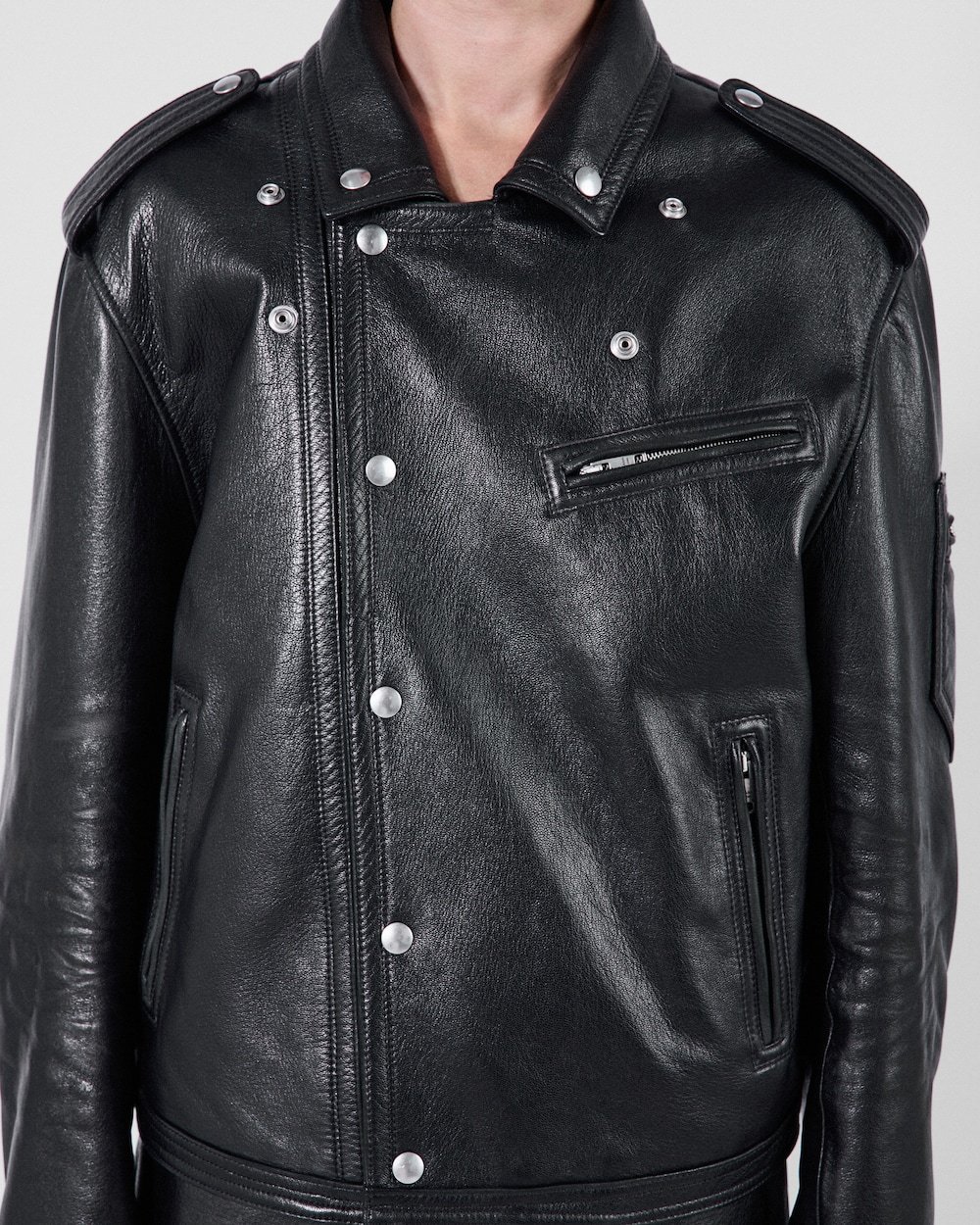 Prada Womens Black Vintage-treated Leather Biker Jacket In Black