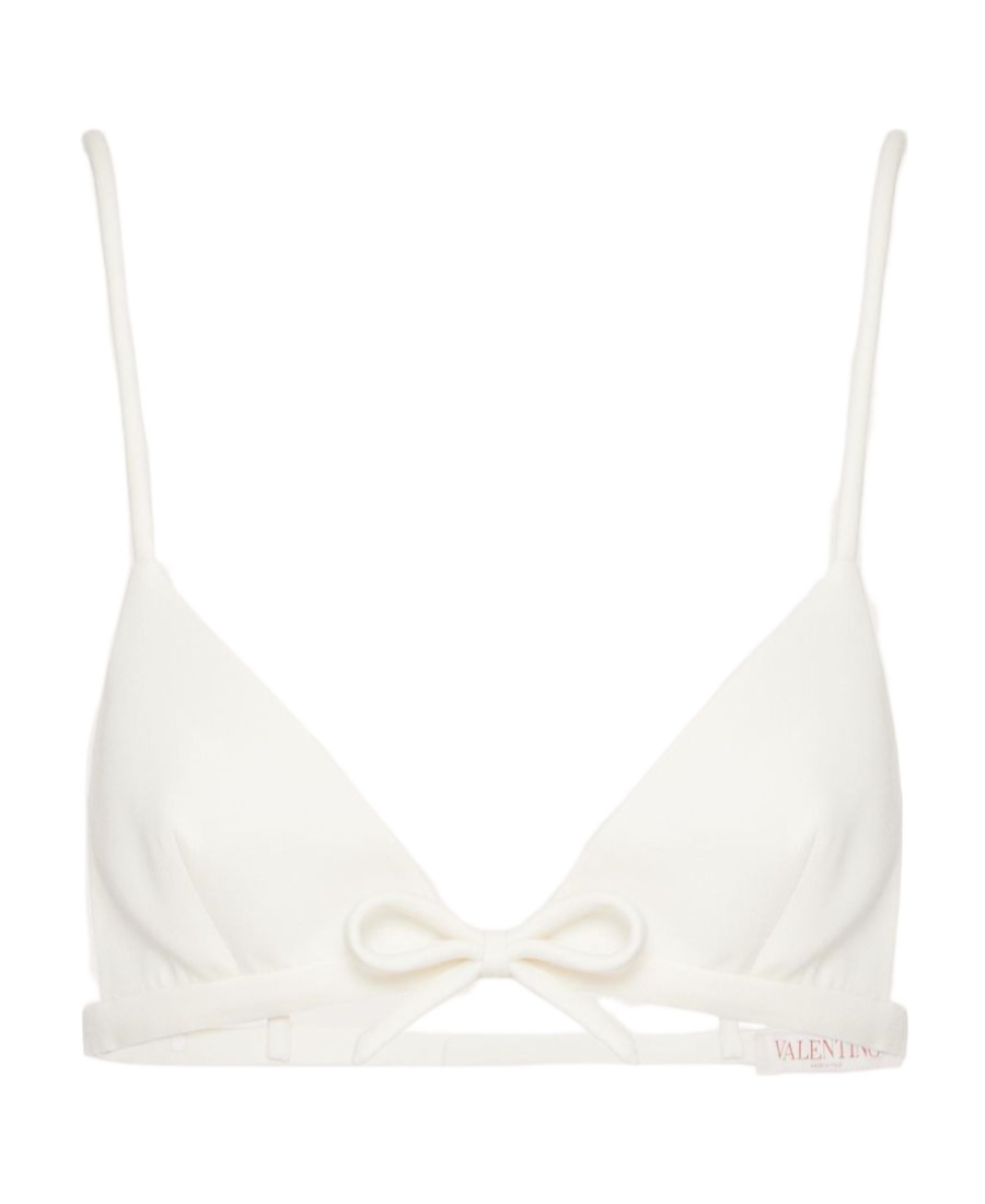 VALENTINO CREPE COUTURE BOW-APPLIQUÉ BRALETTE TOP