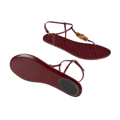 Gucci Women's Thong Sandal With Bamboo In Red