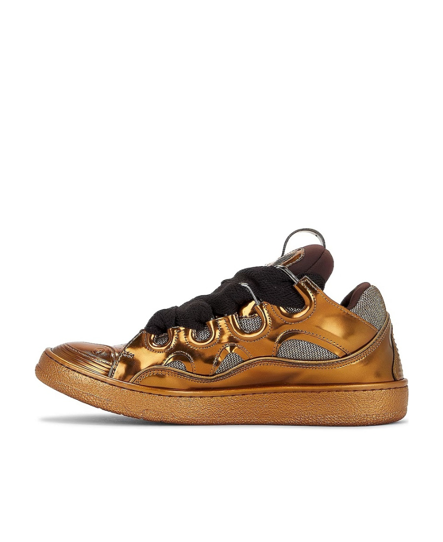 Lanvin Curb Lace-up Sneakers In Brown