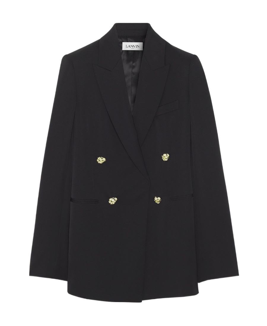 Lanvin Jewel-buttons Open-front Blazer In Black