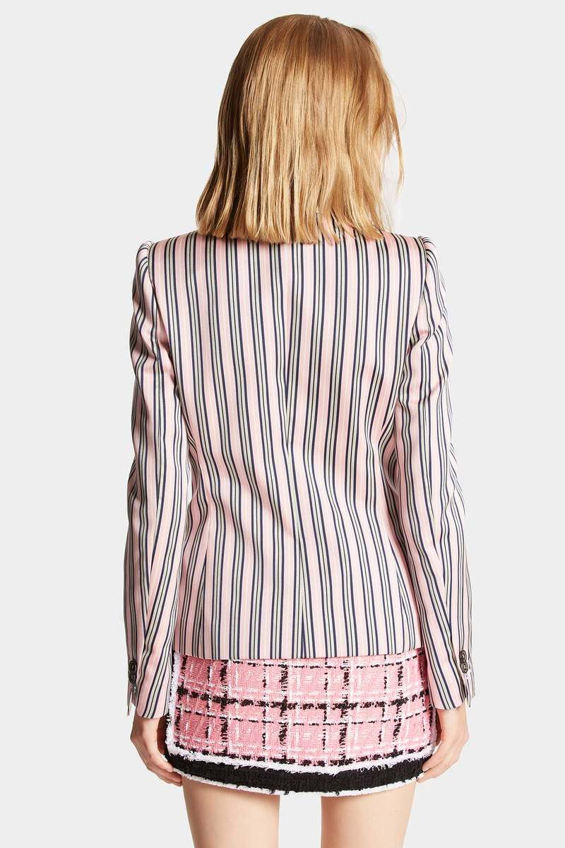 Dsquared2 Striped Jacket With Notched Lapels And Pockets In Gray