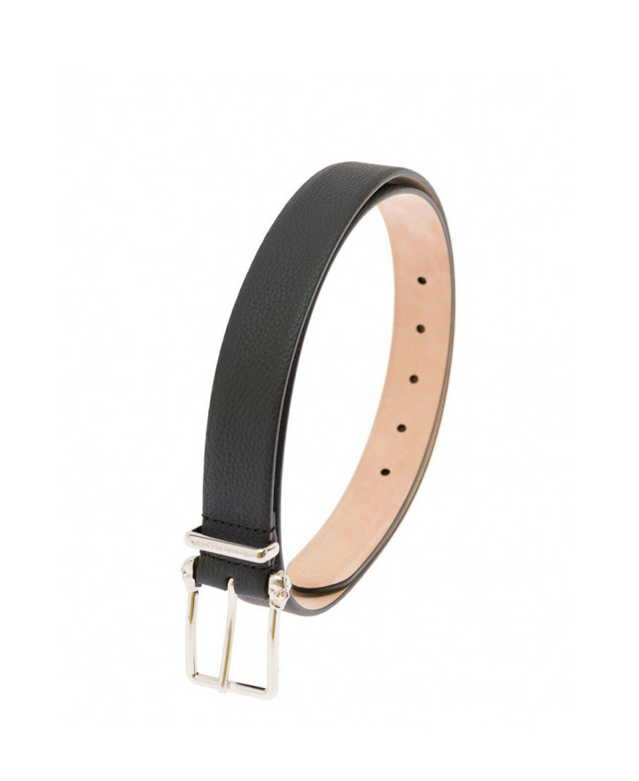 Alexander Mcqueen Engraved Logo Belt In Black