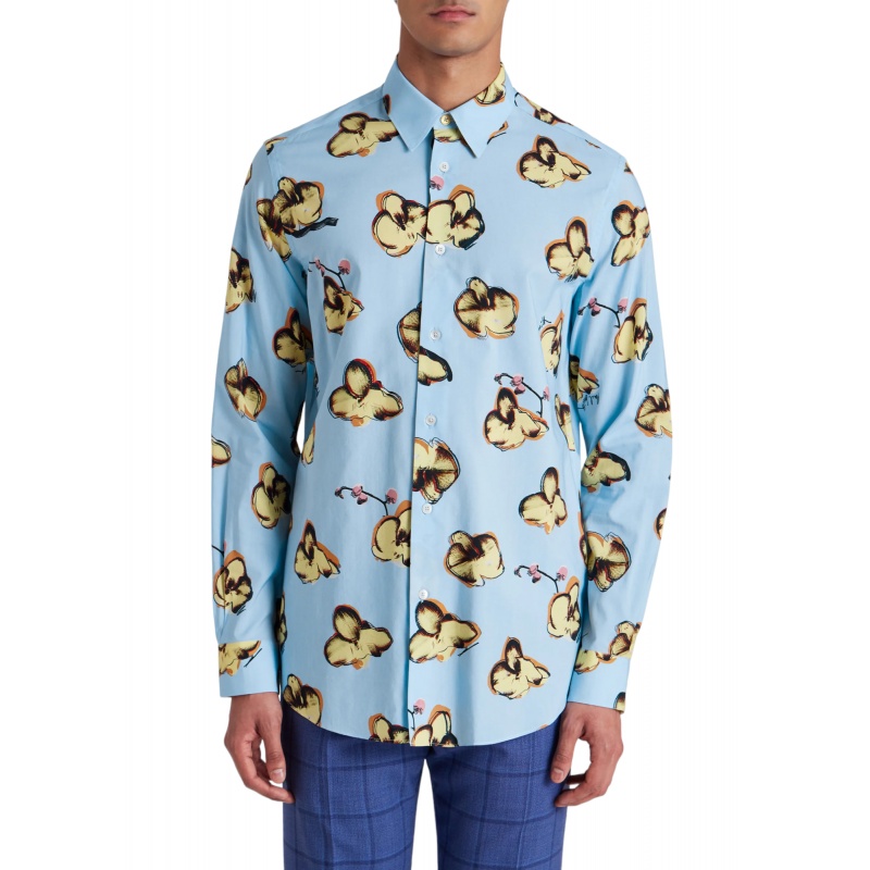 PAUL SMITH ORCHID-PRINT SHORT-SLEEVE SHIRT