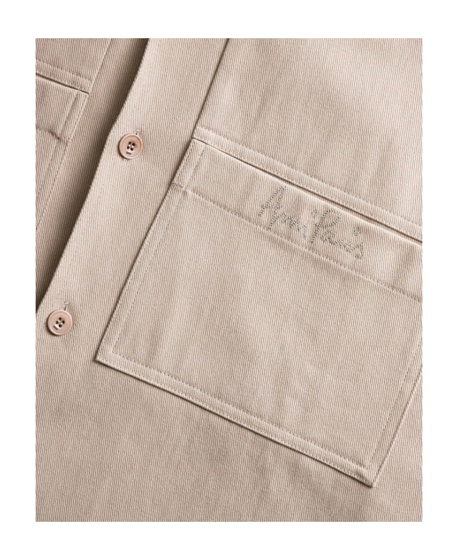 Ami Alexandre Mattiussi Logo-embroidered Long-sleeved Shirt In Nude