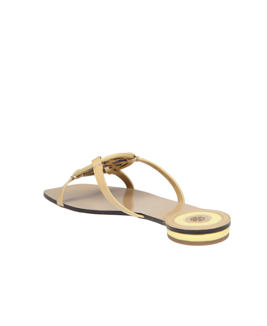 Tory Burch Flat Logo Sandals In Nude