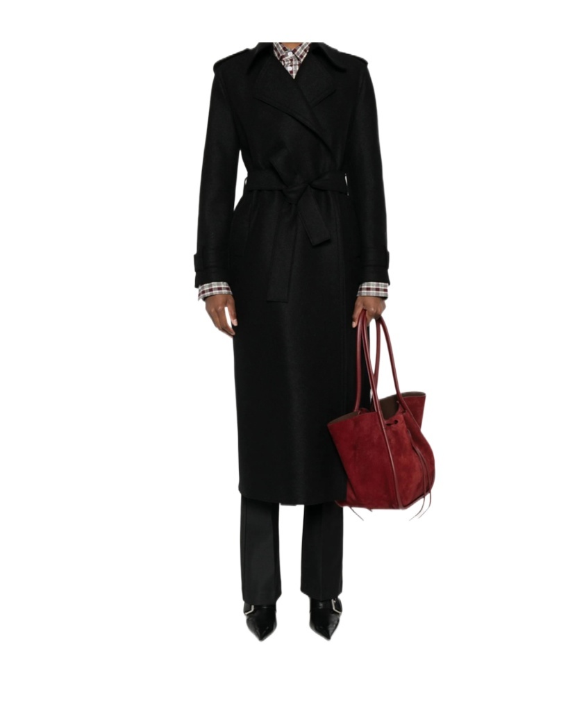 Harris Wharf London Belted Coat In Black